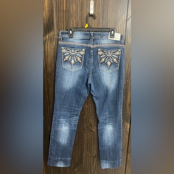 Grace in LA Women's Embroidered Embellished Boho Jeans Size 32 - Picture 5 of 12